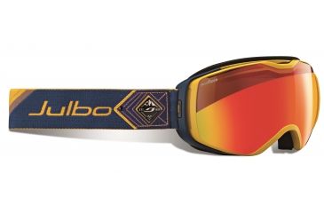 Image of JULBO Universe Ski Goggles,Yellow/Blue,Snow Tiger Lenses w/Multilayer Fire Flash, Large 73673155
