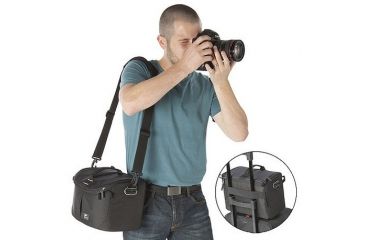 Image of Kata DL LITE Shoulder Bag 445, Black - Pro DSLR w/ Mounted Lens and 3-5 Lenses, Flash, Accessories