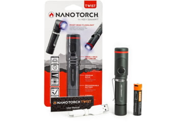 Image of KeySmart Nano Torch Twist Pivot Head Flashlight, 600 Lumens, Black, KS819-BLK