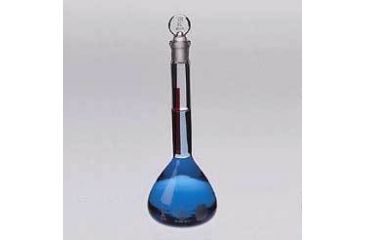 Image of Kimble/Kontes KIMAX Brand Volumetric Flasks with [ST] Glass Stopper, Red Stripe, Class A 28013 1000