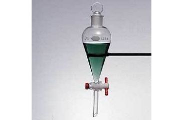 Image of Kimble/Kontes KIMAX Separatory Funnels, Squibb, Pear-Shaped, Kimble Chase 29048T 60 With [ST] Ground Glass Stopper And Autoclavable Ptfe Stopcock