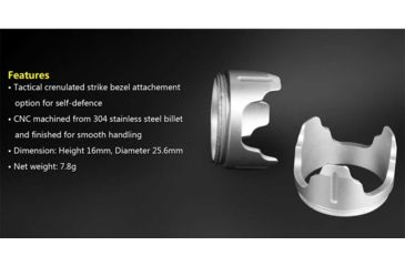 Image of Klarus Crenulated Strike Bezel, XT2CR Flashlight, Silver, BZ-2