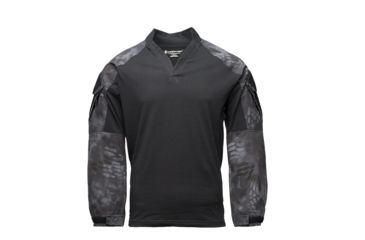 Image of Kryptek Tactical Long Sleeve Rugby - Mens, Black/Typhon, Small, 19TACRLSBKT3