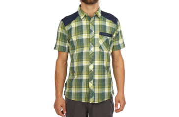 Image of La Sportiva Longitude Shirt - Mens, Pine/Kiwi, Medium, N25-714713-M
