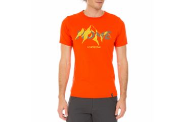 Image of La Sportiva Mountain Is Home T-Shirt - Men's, Tangerine, Small H75-202202-S