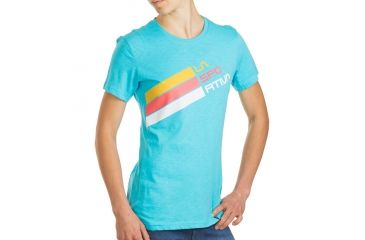 Image of La Sportiva Stripe Logo T-Shirt - Women's-Malibu Blue-Large