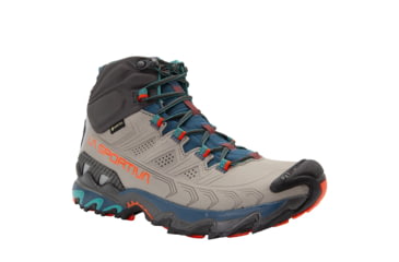 Image of La Sportiva Ultra Raptor II Mid Leather GTX Hiking Shoes - Womens, Grey/Cherry Tomato, 38.5, ZFHS097-G01R22-38.5