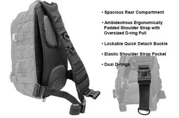 Image of Leapers UTG Ambi 24/7 Cross Body Shoulder Vital Sling Pack,Black PVC-SP247B