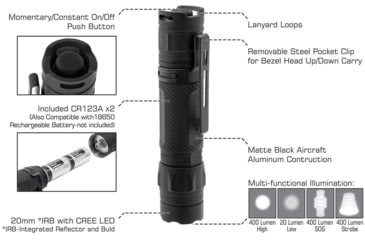 Image of Leapers UTG Everyday Carry Flashlight, 400 Lumen, Black, LT-ELEDC01