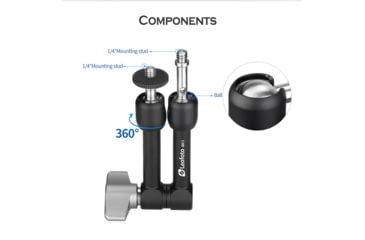 Image of Leofoto AM-3 Versa Magic Arm Multi-Purpose Accessory w/1/4th Mounting Screws, Black, AM-3