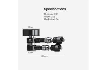 Image of Leofoto AM-5 Kit Versa Magic Arm Heavy-Duty w/Anti-Twist Adapter, 1/4th Mounting Screws, Black, AM-5-KIT