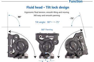 Image of Leofoto BV-10 Fluid Head for Optics up to 11 lb w/Handle, Arca, Black, BV-10