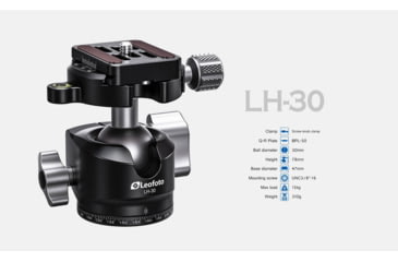 Image of Leofoto LH-30 Low Profile Ball Head &amp; QR Plate. Arca, Black, LH-30