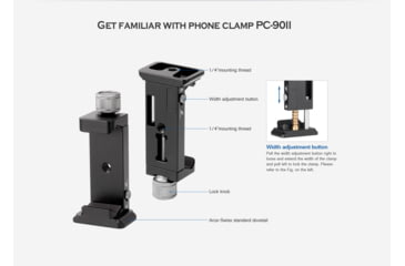 Image of Leofoto PC-90II Adjustable Smartphone Clamp - Arca Base, Black, PC-90II