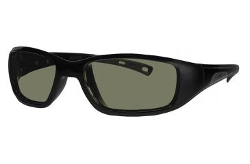 Image of Liberty Sport Suns GLIDE Protective Eyewear Shiny Black Frame,Grey/Green w. silver flash Lens, Unisex GLIDESBLK5717130FP