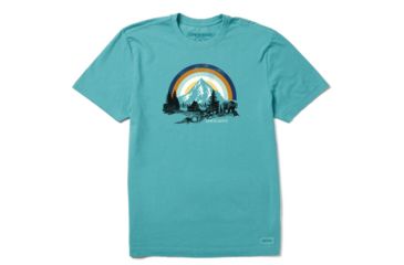 Image of Life Is Good Crusher Tee Retro Bear Landscape - Mens, Harbor Blue, Large, 61257-Harbor Blue-L