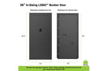 Image of Lockdown Vault Door, In Swing, 36in, LH, Black, 1118819