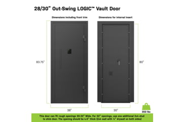 Image of Lockdown Vault Door, Out Swing, 28/30in, LH, Black, 1118815