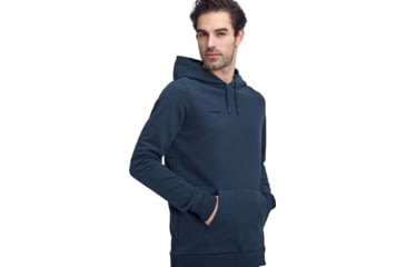 Image of Mammut Logo ML Hoody - Mens, Peacoat Melange Prt3, Large, 1014-02140-50168-115