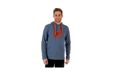 Image of Mammut Mens Mammut Logo ML Hoody, Marine Melange-Dark Orange, XL, 1014-01381-50028-116