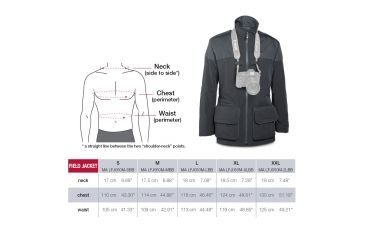 Image of Manfrotto Male Lino Pro Field Jacket Fitting Chart