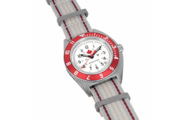 Image of Marathon Adanac Maple Steel Navigator w/ Date Automatic Unisex Watches, Sapphire, 41mm, Red,, Red and White, WW194030SS-1601