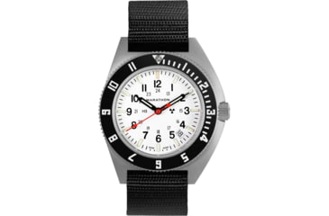 Image of Marathon Arctic Steel Navigator W/ Date On Ballistic Nylon Watch, 12in, White, 41mm, WW194013SS-0502