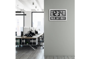 Image of Marathon Clock Jumbo LCD Atomic Wall Clock, Silver, 16.7 x 1.9 x 10.6, CL030025-SV-00-G