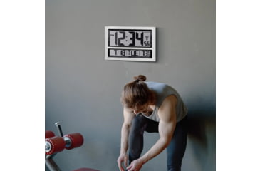 Image of Marathon Clock Jumbo LCD Atomic Wall Clock, Silver, 16.7 x 1.9 x 10.6, CL030025-SV-00-G