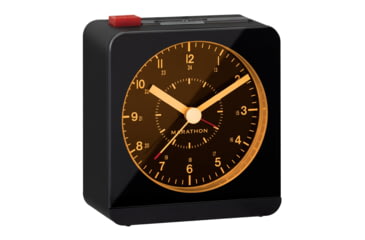 Image of Marathon Analog Desk Alarm Clock w/Auto-Night Light, Black, CL030053-BK-BK-NA