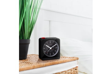 Image of Marathon Analog Desk Alarm Clock w/Auto-Night Light, Black, CL030053-BK-BK-NA
