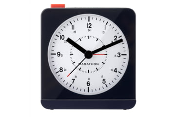 Image of Marathon Analog Desk Alarm Clock w/Auto-Night Light, Blue, CL030053-MB-WH-NA