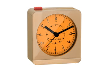 Image of Marathon Analog Desk Alarm Clock w/Auto-Night Light, Gold, CL030053-GD-WH-NA