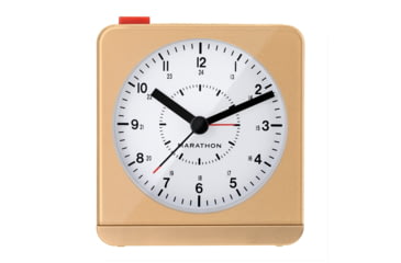 Image of Marathon Analog Desk Alarm Clock w/Auto-Night Light, Gold, CL030053-GD-WH-NA