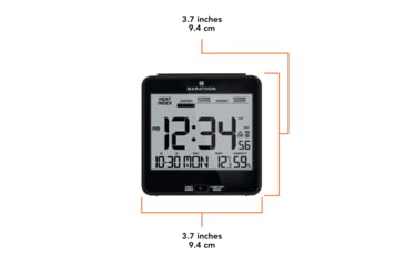 Image of Marathon Atomic Desk Clock w/Backlight, Heat and Comfort Index, Black, CL030054-BK-00-NA