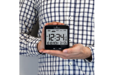 Image of Marathon Atomic Desk Clock w/Backlight, Heat and Comfort Index, Black, CL030054-BK-00-NA