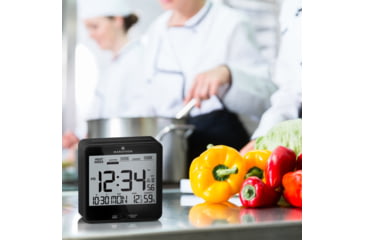 Image of Marathon Atomic Desk Clock w/Backlight, Heat and Comfort Index, Black, CL030054-BK-00-NA