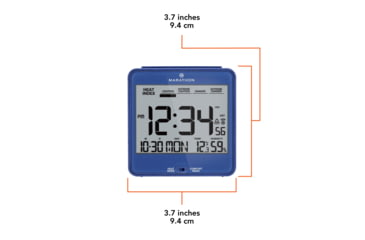 Image of Marathon Atomic Desk Clock w/Backlight, Heat and Comfort Index, Blue, CL030054-BL-00-NA