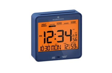 Image of Marathon Atomic Desk Clock w/Backlight, Heat and Comfort Index, Blue, CL030054-BL-00-NA