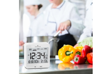 Image of Marathon Atomic Desk Clock w/Backlight, Heat and Comfort Index, White, CL030054-WH-00-NA
