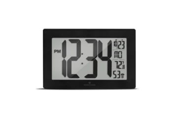 Image of Marathon Atomic Digital Wall Clock, Black/Brush Steel, 9.5in x 1in x 6in, CL030068-BK-BS-NA