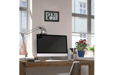 Image of Marathon Atomic Digital Wall Clock, Black/Brush Steel, 9.5in x 1in x 6in, CL030068-BK-BS-NA