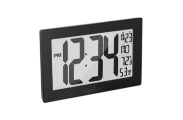 Image of Marathon Atomic Digital Wall Clock, Black/Brush Steel, 9.5in x 1in x 6in, CL030068-BK-BS-NA