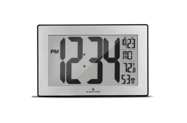 Image of Marathon Atomic Digital Wall Clock, Black/Stainless Steel, 9.5in x 1in x 6in, CL030068-BK-SS-NA