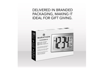 Image of Marathon Atomic Digital Wall Clock, Black/Stainless Steel, 9.5in x 1in x 6in, CL030068-BK-SS-NA