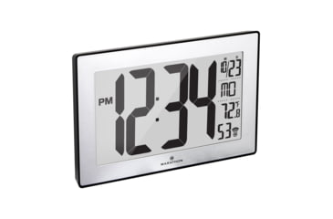 Image of Marathon Atomic Digital Wall Clock, Black/Stainless Steel, 9.5in x 1in x 6in, CL030068-BK-SS-NA