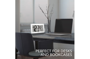 Image of Marathon Atomic Digital Wall Clock, White, 9.5in x 1in x 6in, CL030068-WH-SS-NA