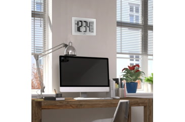 Image of Marathon Atomic Digital Wall Clock, White, 9.5in x 1in x 6in, CL030068-WH-SS-NA