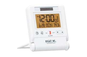Image of Marathon Atomic Travel Alarm Clock w/Auto Night Light, White, CL030036-WH-00-NA