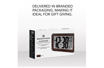 Image of Marathon Atomic Wall Clock w/8 Time Zones and Stand, Wood, CL030033-WD-BK-NA